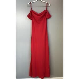 Vintage Club L Women’s Off Shoulder Red Maxi Dress Size 6 Bias Cut Holiday Dress